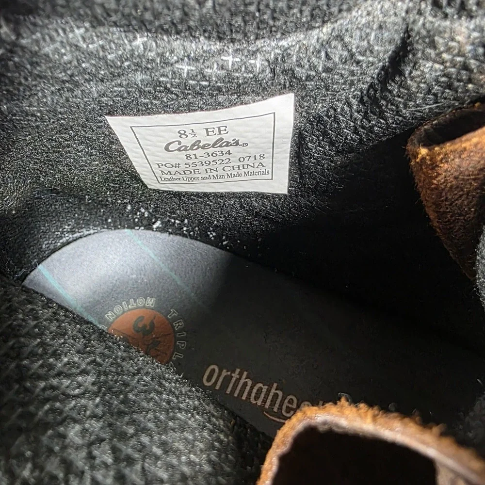Cabelas‎ Mens Work Boots Size 8 1/2 EE Brown Leather Lace Up Vibram Sole